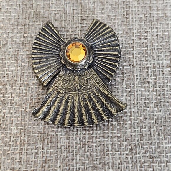 VTG Brooch Kenneth Cole Angel Pewter Silver Faux Topaz Birthstone Scorpio Pin - Picture 3 of 12
